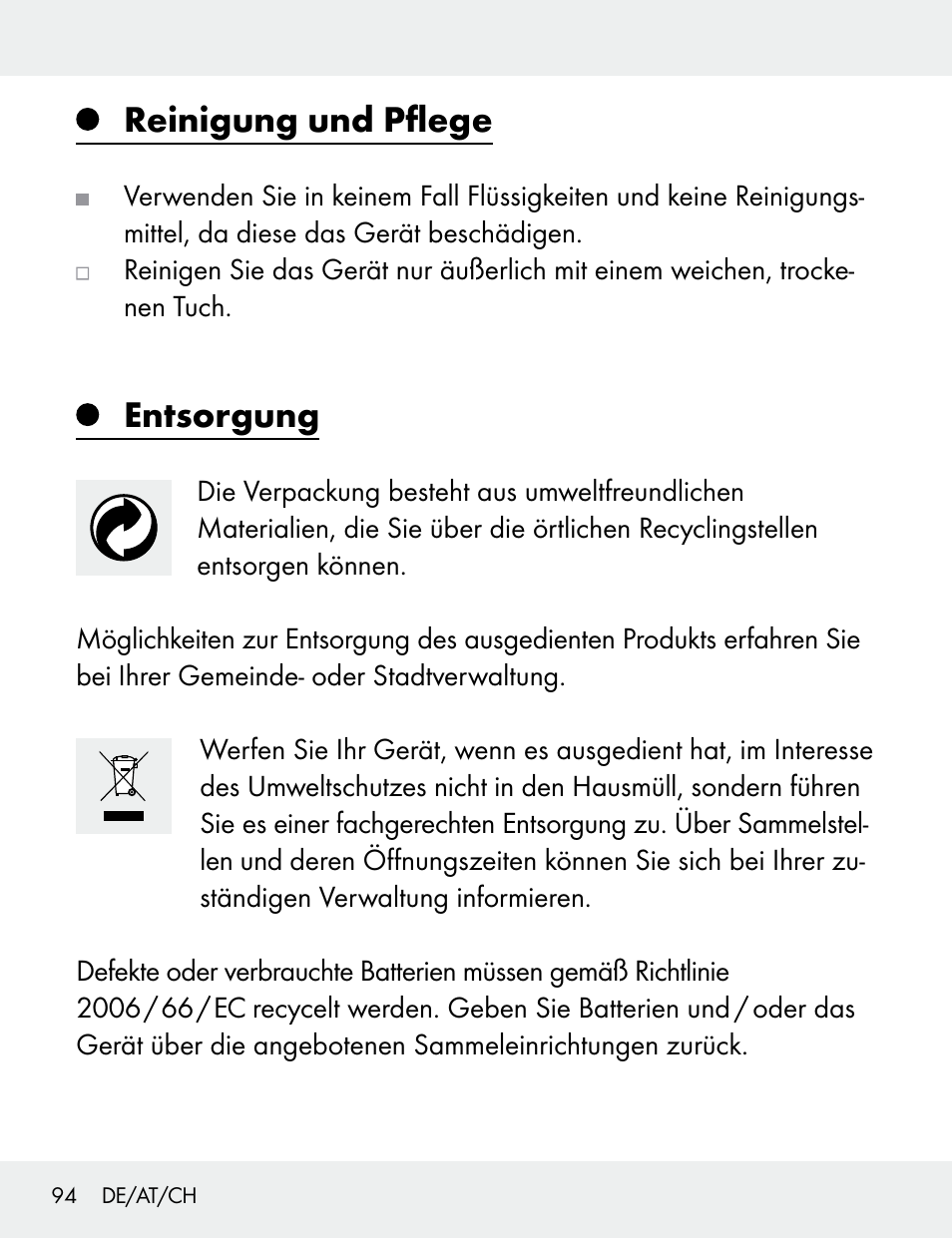 Reinigung und pflege, Entsorgung | Silvercrest 104412-14-01/104412-14-02 User Manual | Page 94 / 97