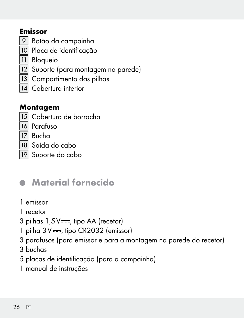 Material fornecido | Silvercrest 104412-14-01/104412-14-02 User Manual | Page 26 / 69