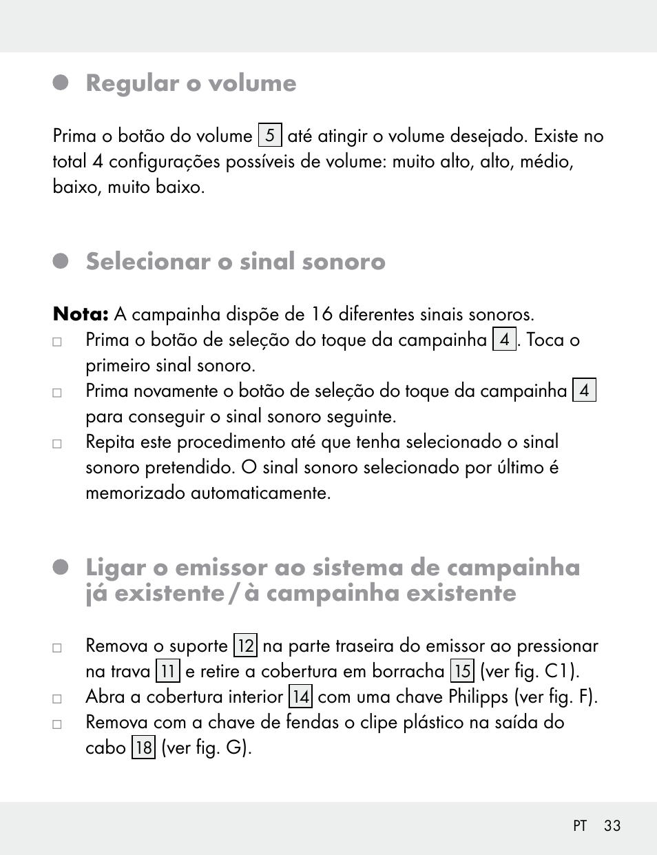 Regular o volume, Selecionar o sinal sonoro | Silvercrest 104412-14-01/104412-14-02 User Manual | Page 33 / 69