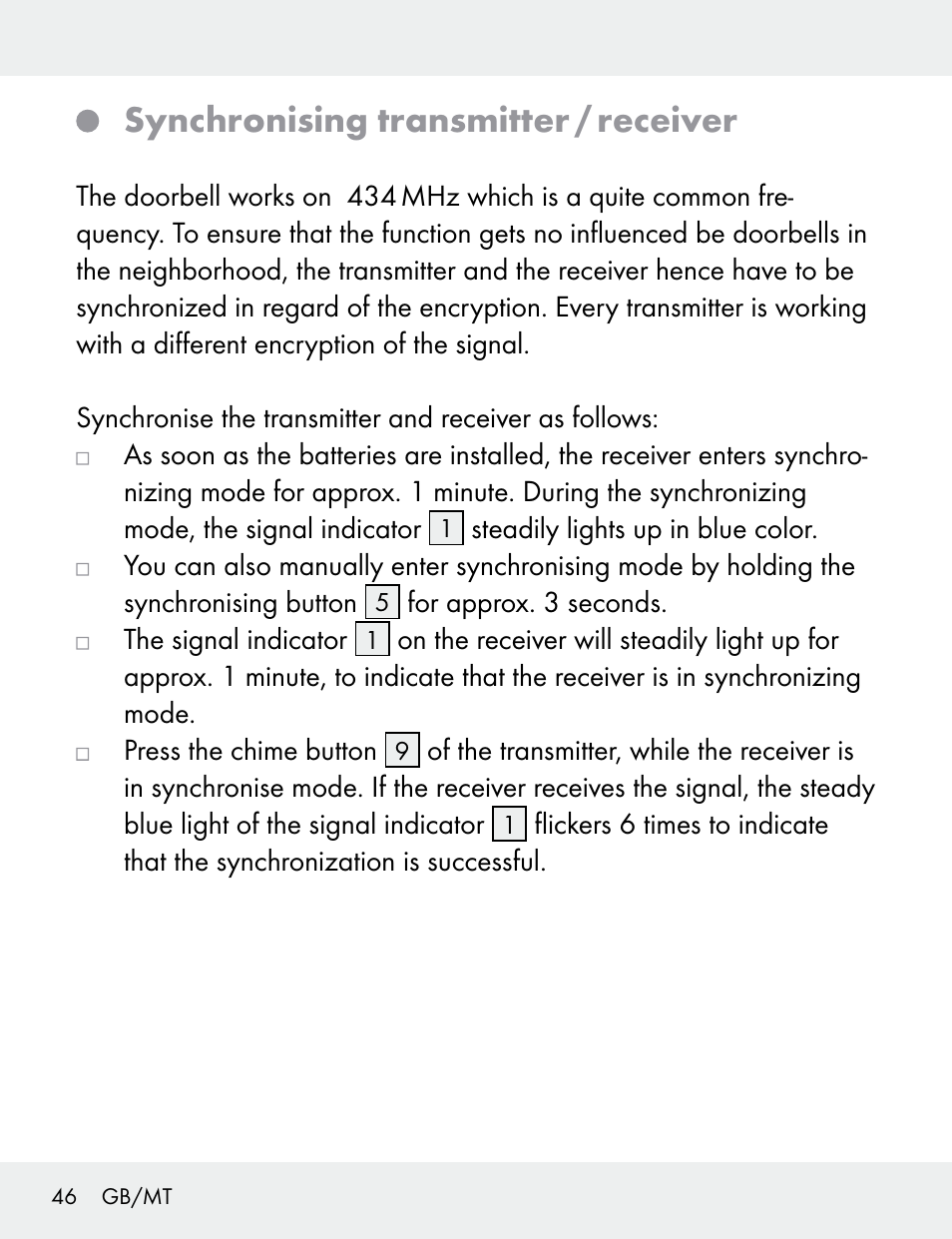 Synchronising transmitter / receiver | Silvercrest 104412-14-01/104412-14-02 User Manual | Page 46 / 69