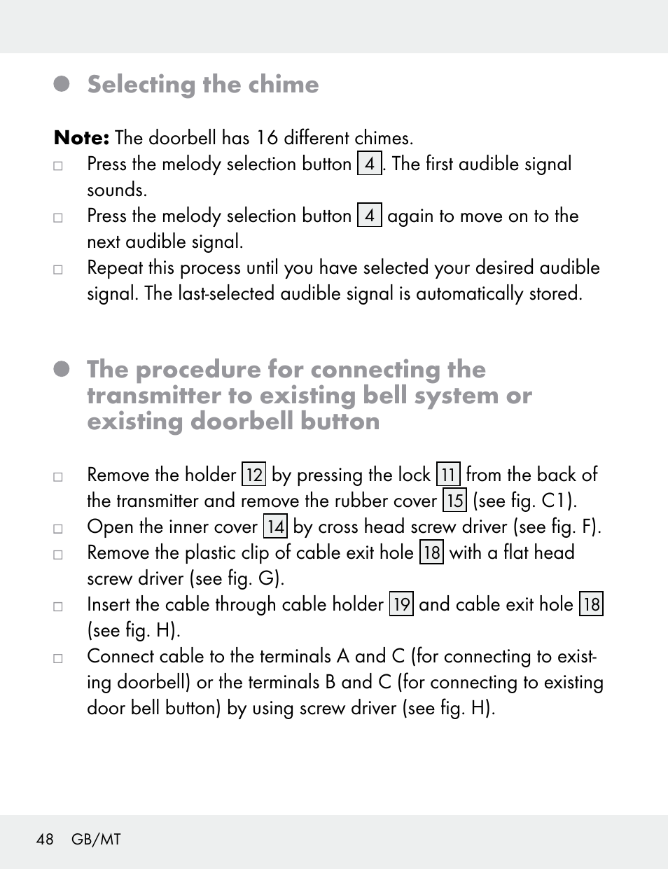 Selecting the chime | Silvercrest 104412-14-01/104412-14-02 User Manual | Page 48 / 69