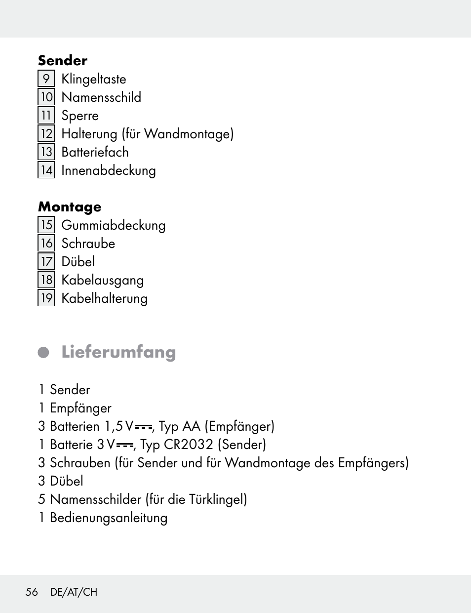 Lieferumfang | Silvercrest 104412-14-01/104412-14-02 User Manual | Page 56 / 69