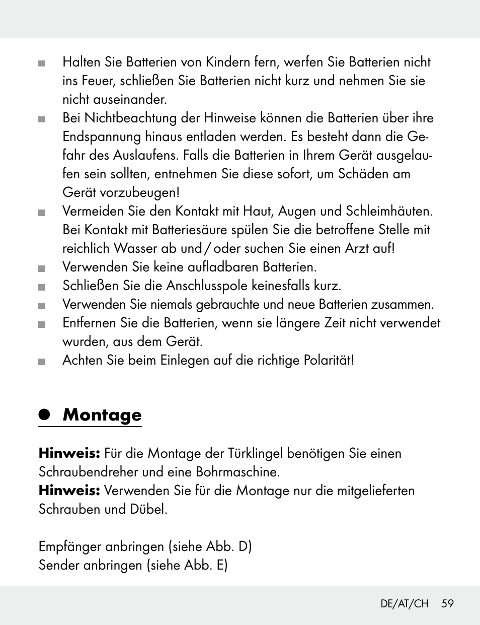 Montage | Silvercrest 104412-14-01/104412-14-02 User Manual | Page 59 / 69