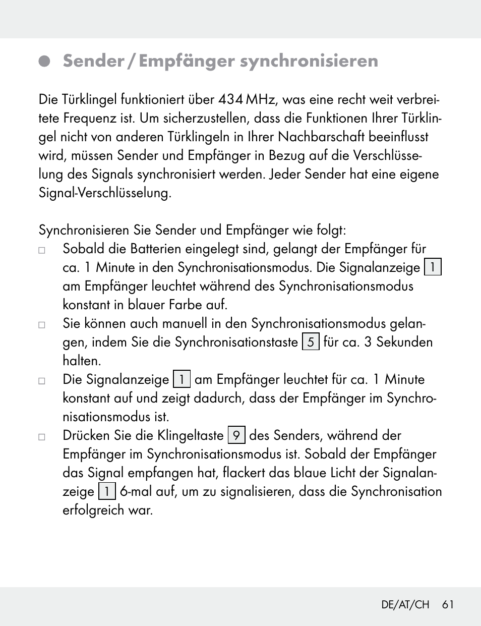 Sender / empfänger synchronisieren | Silvercrest 104412-14-01/104412-14-02 User Manual | Page 61 / 69
