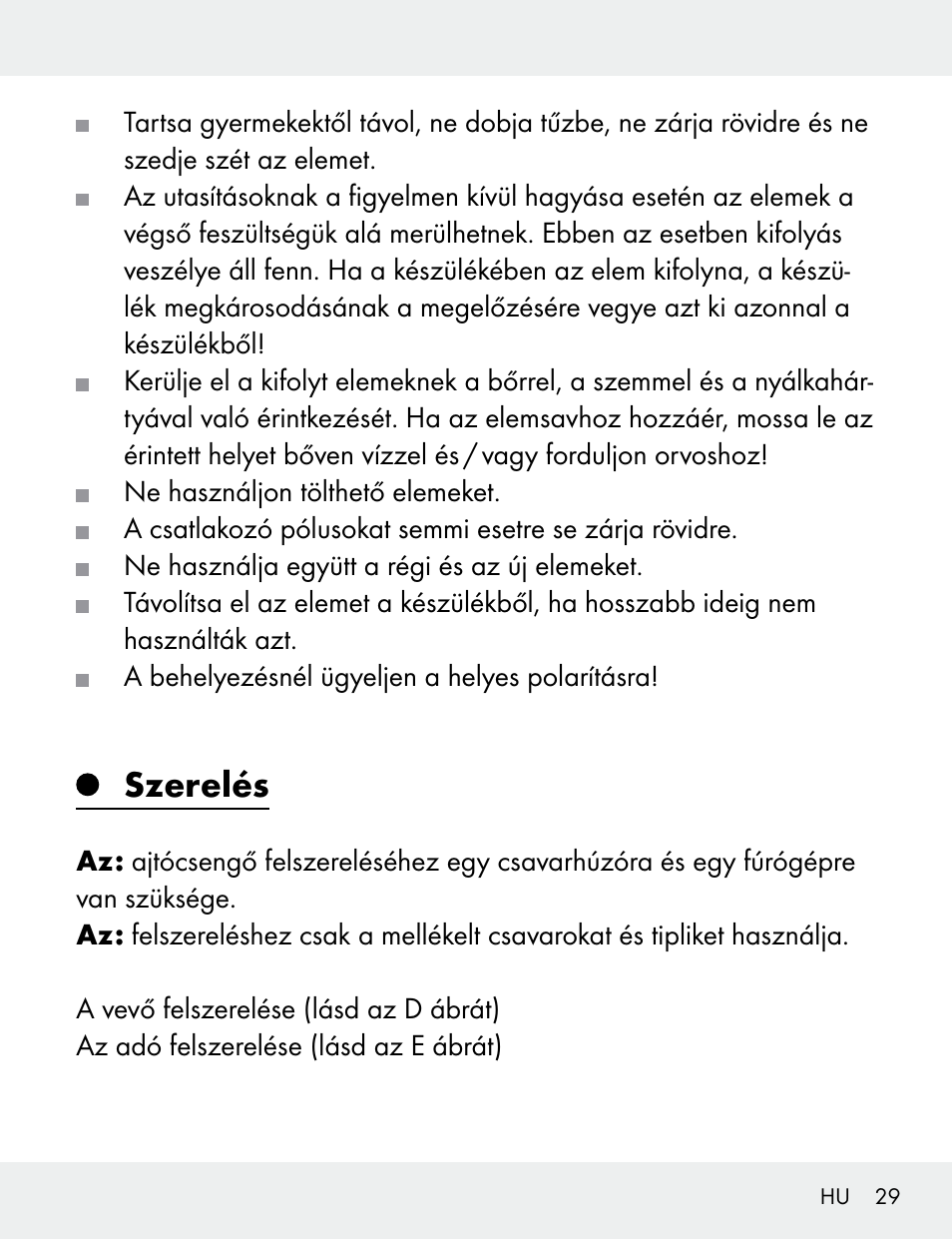 Szerelés | Silvercrest 104412-14-01/104412-14-02 User Manual | Page 29 / 99