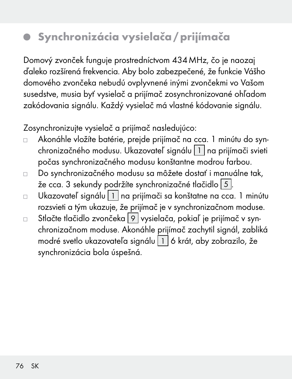 Synchronizácia vysielača / prijímača | Silvercrest 104412-14-01/104412-14-02 User Manual | Page 76 / 99