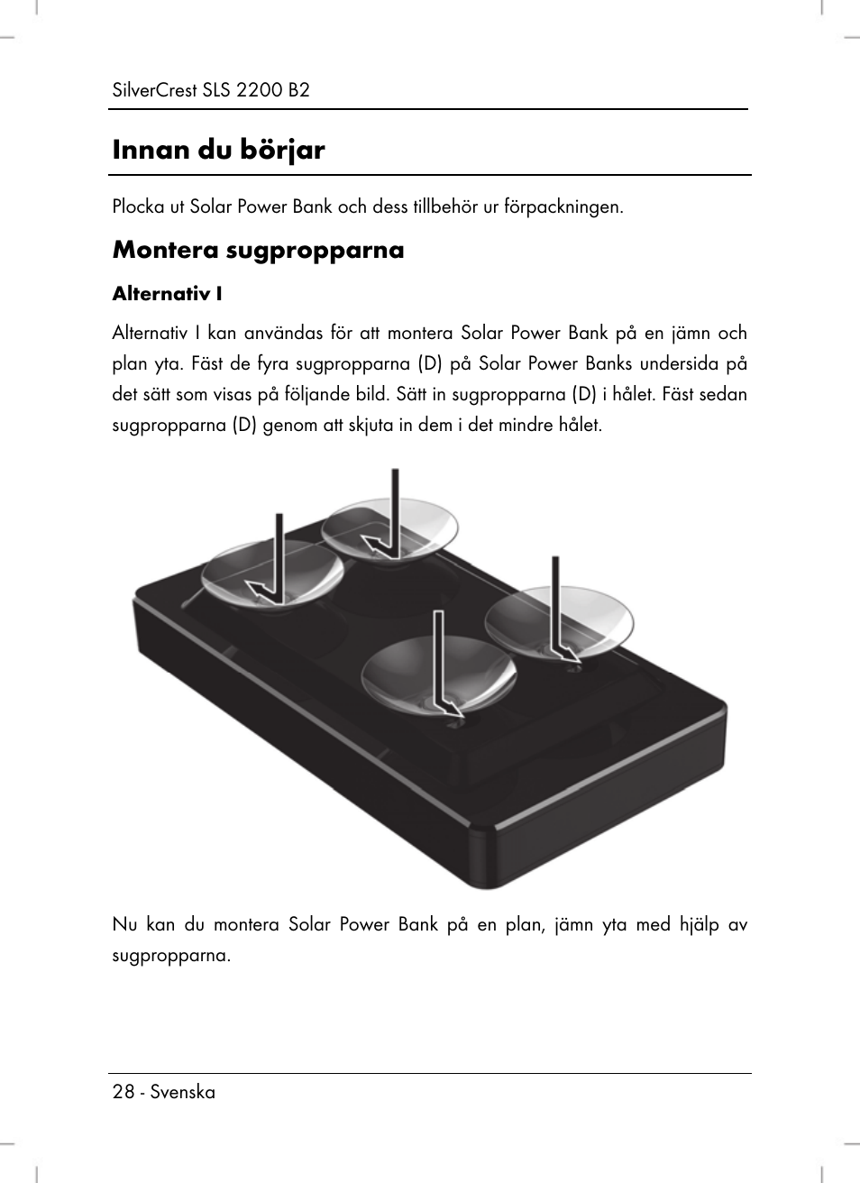 Innan du börjar, Montera sugpropparna | Silvercrest SLS 2200 B2 User Manual | Page 30 / 106