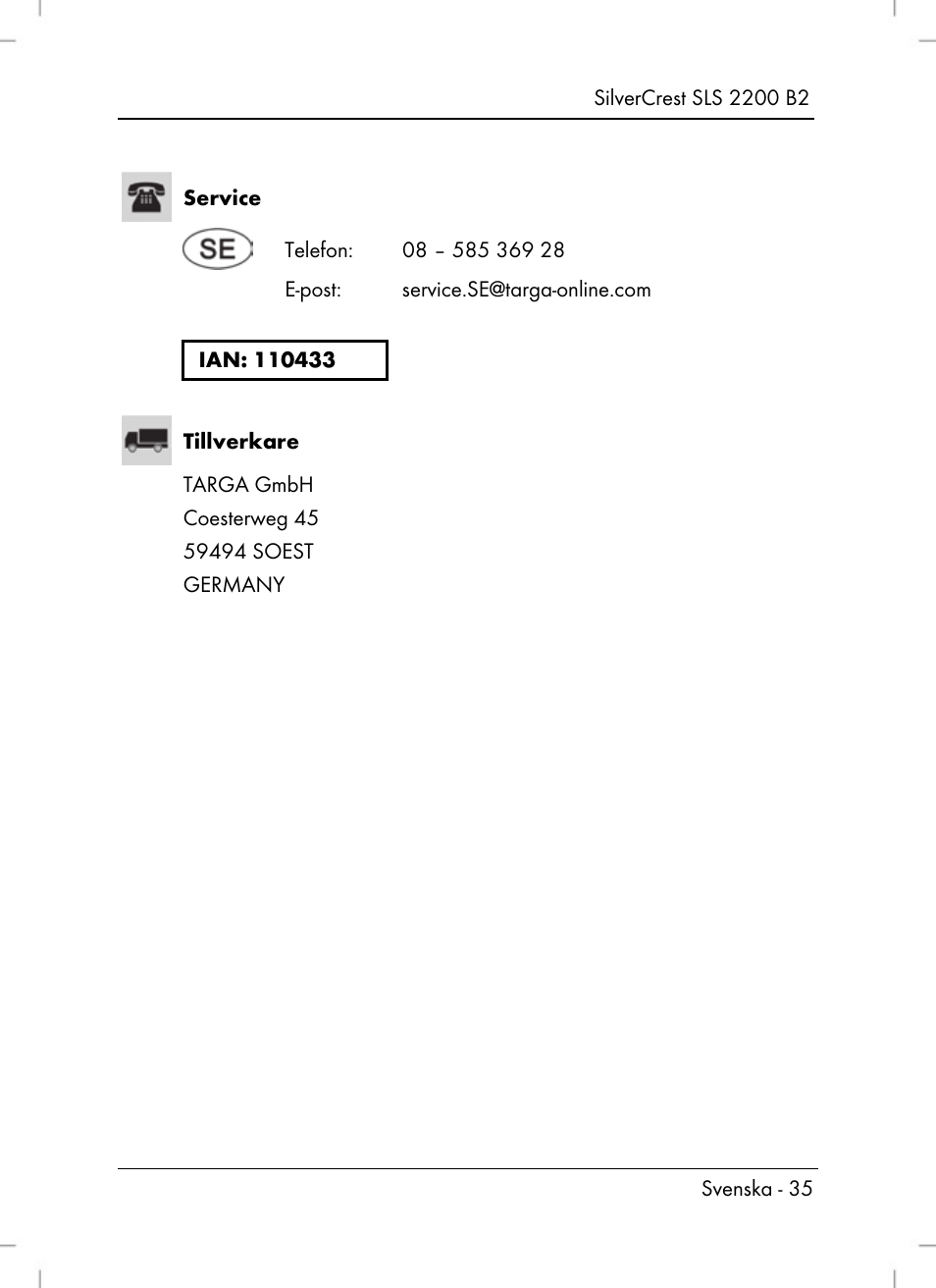 Silvercrest SLS 2200 B2 User Manual | Page 37 / 106