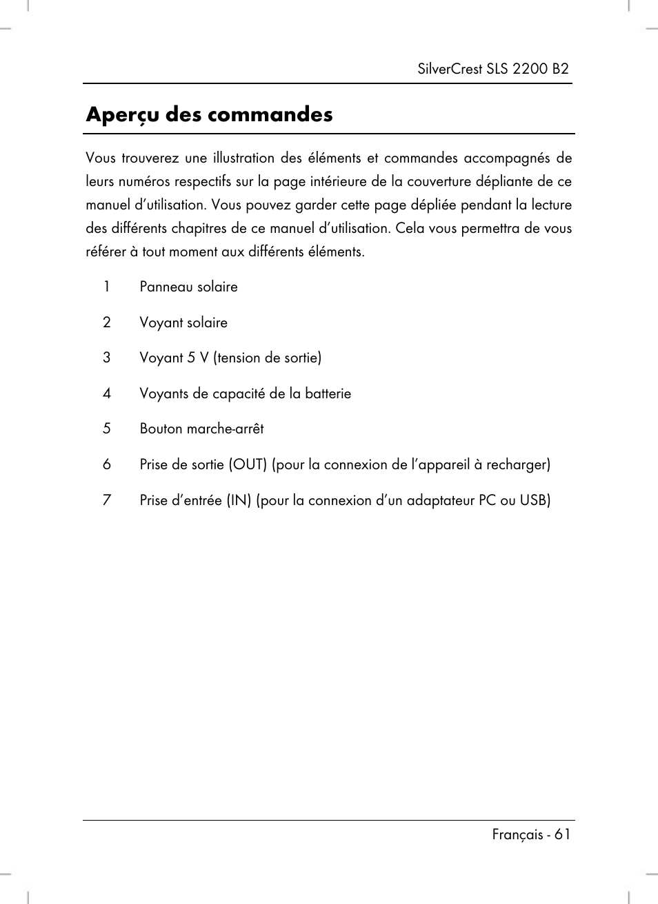 Aperçu des commandes | Silvercrest SLS 2200 B2 User Manual | Page 63 / 106