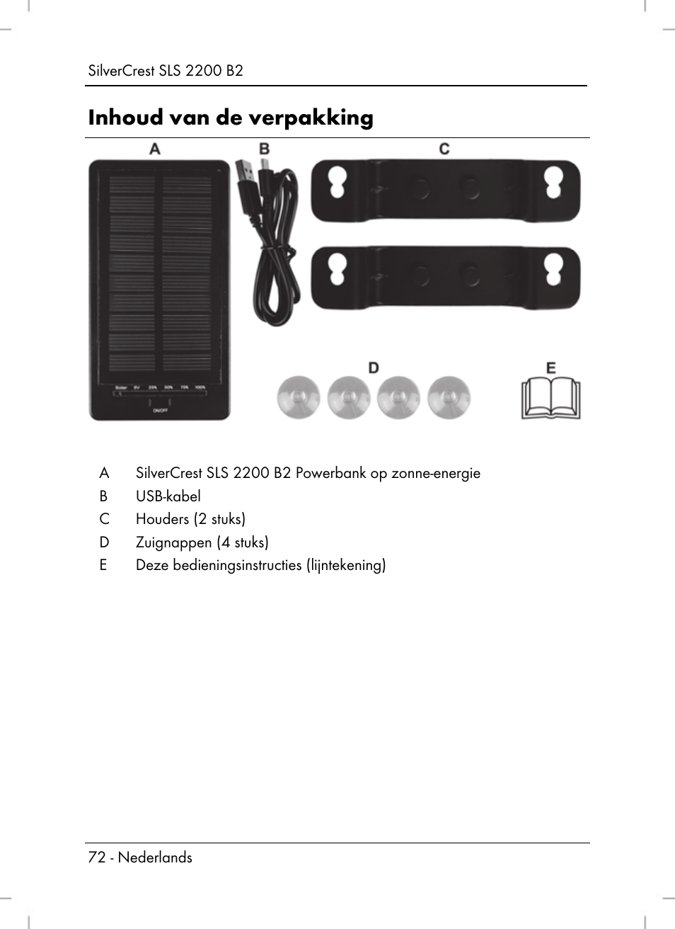 Inhoud van de verpakking | Silvercrest SLS 2200 B2 User Manual | Page 74 / 106