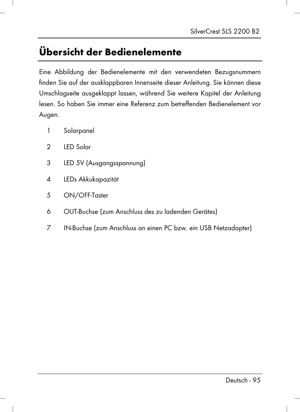 Übersicht der bedienelemente | Silvercrest SLS 2200 B2 User Manual | Page 97 / 106