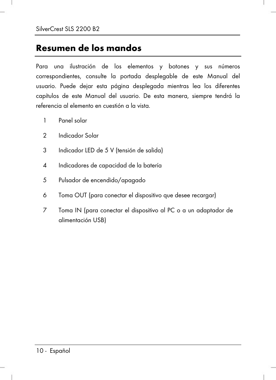 Resumen de los mandos | Silvercrest SLS 2200 B2 User Manual | Page 12 / 90