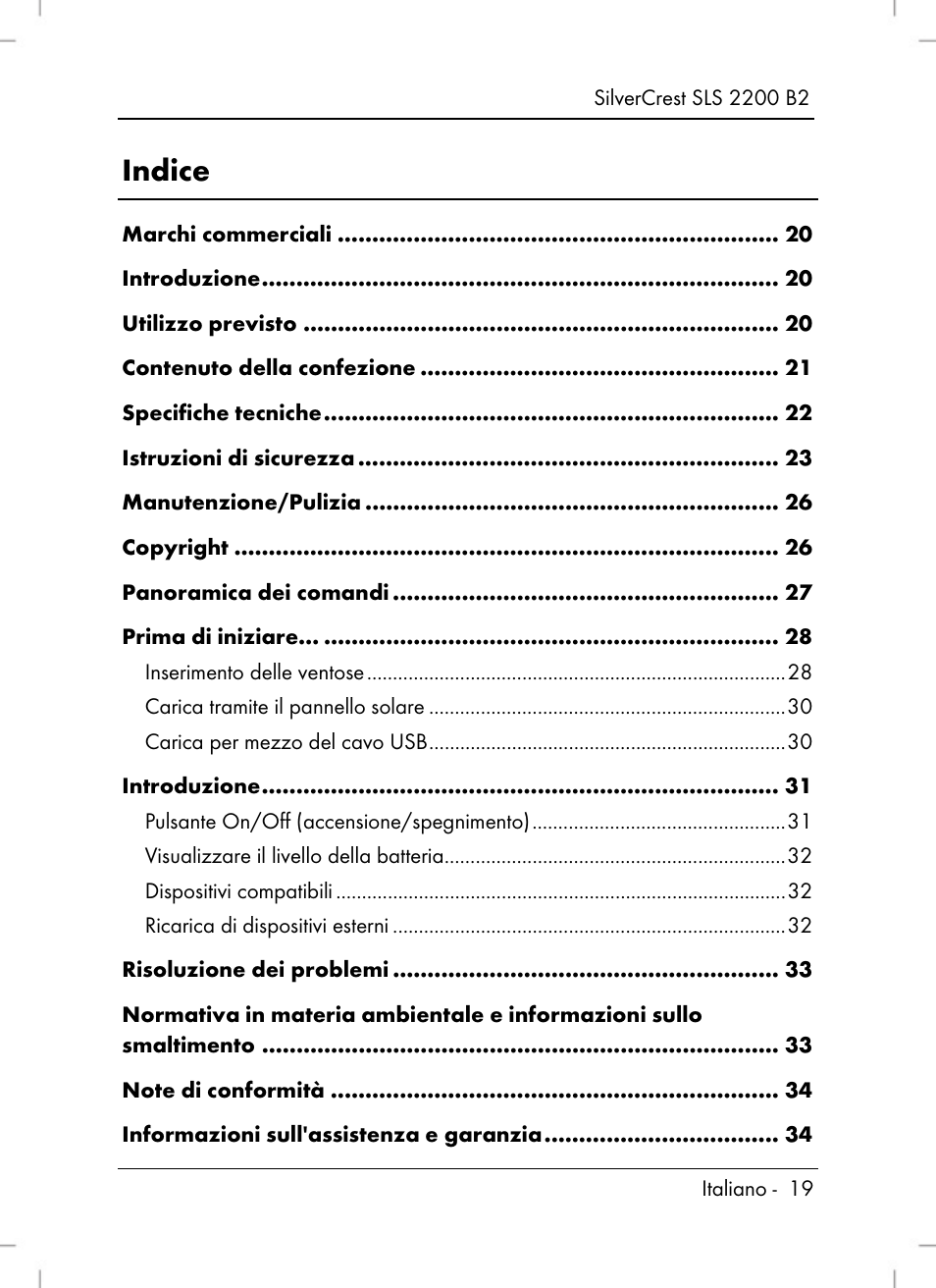 Indice | Silvercrest SLS 2200 B2 User Manual | Page 21 / 90