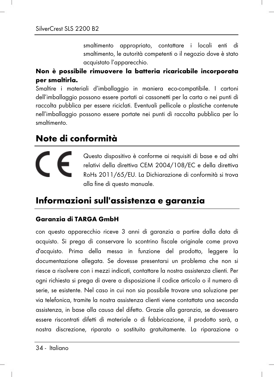 Informazioni sull'assistenza e garanzia | Silvercrest SLS 2200 B2 User Manual | Page 36 / 90