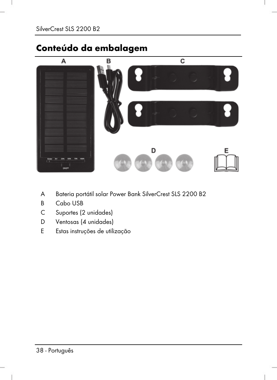 Conteúdo da embalagem | Silvercrest SLS 2200 B2 User Manual | Page 40 / 90