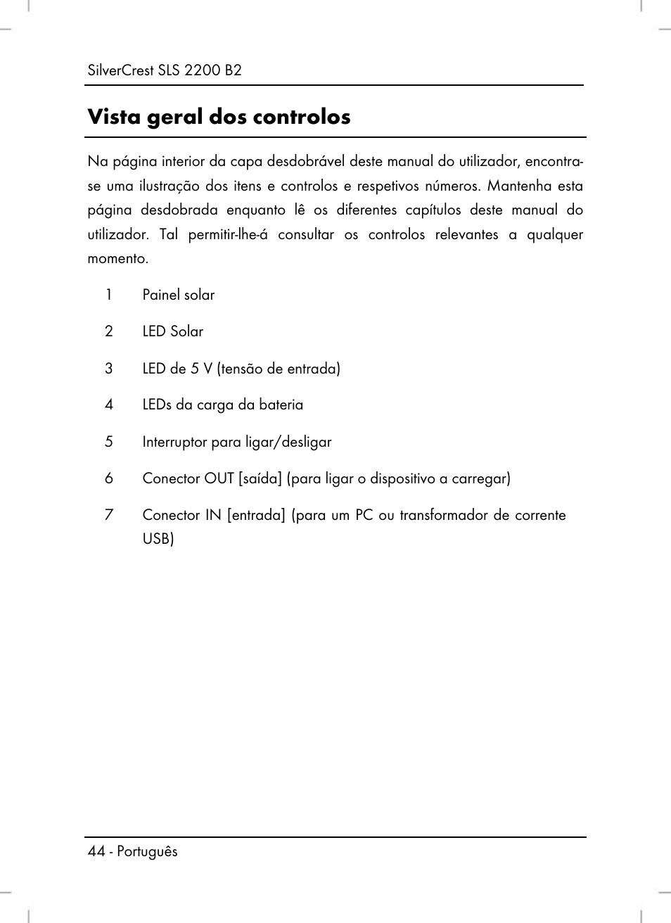 Vista geral dos controlos | Silvercrest SLS 2200 B2 User Manual | Page 46 / 90