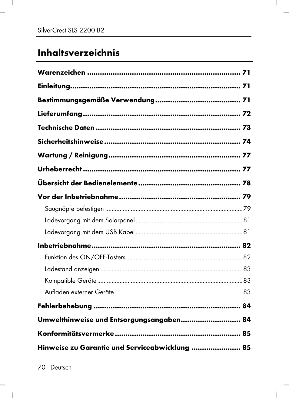 Silvercrest SLS 2200 B2 User Manual | Page 72 / 90