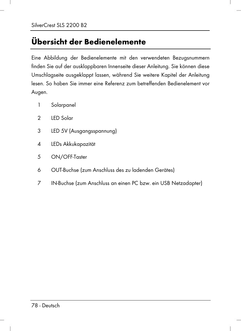 Übersicht der bedienelemente | Silvercrest SLS 2200 B2 User Manual | Page 80 / 90