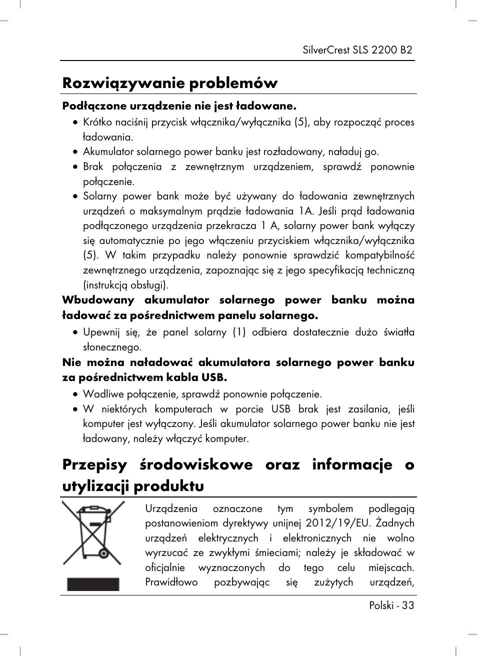 Rozwiązywanie problemów | Silvercrest SLS 2200 B2 User Manual | Page 35 / 106