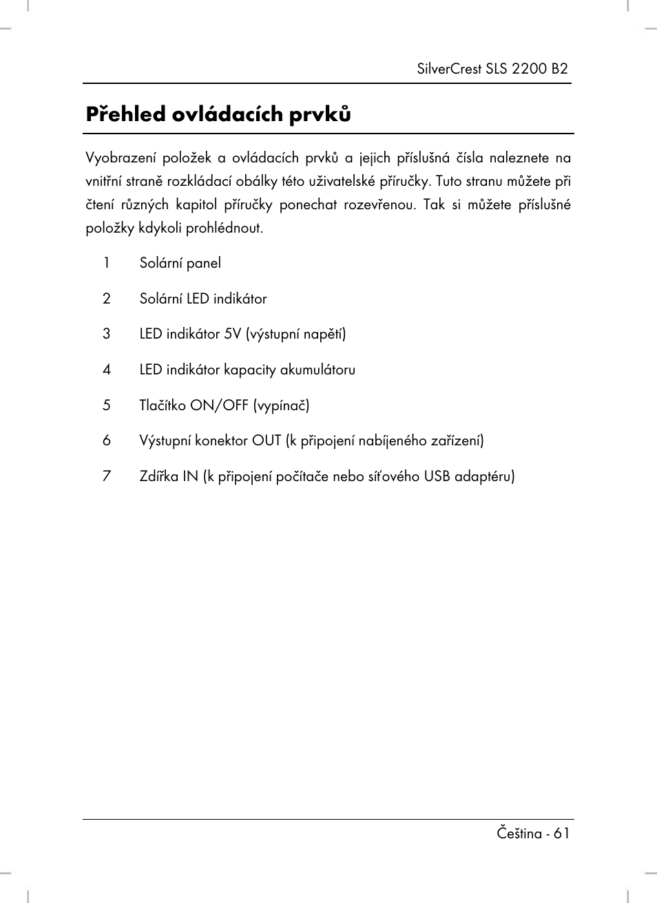 Přehled ovládacích prvků | Silvercrest SLS 2200 B2 User Manual | Page 63 / 106