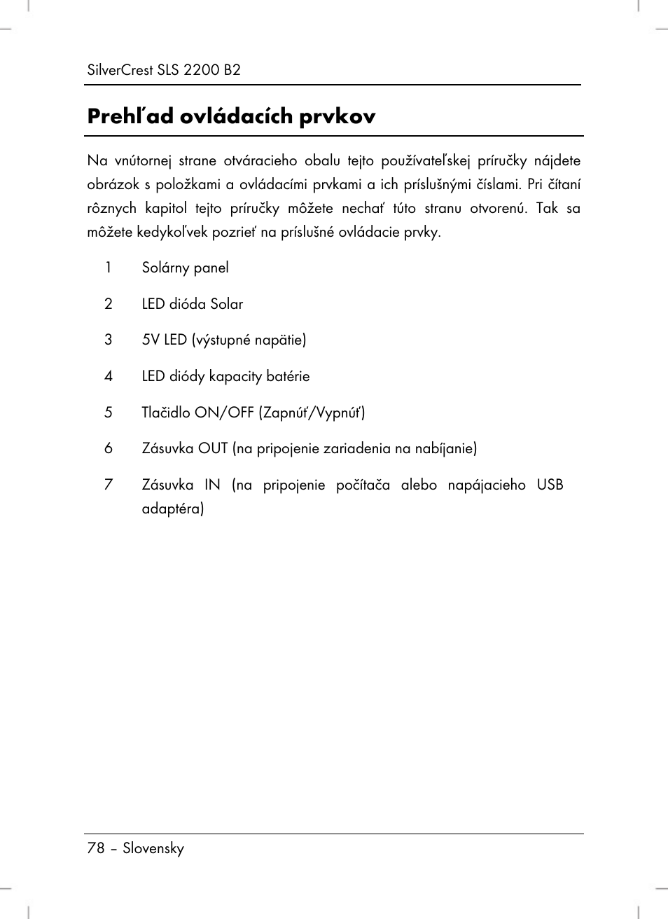 Prehľad ovládacích prvkov | Silvercrest SLS 2200 B2 User Manual | Page 80 / 106