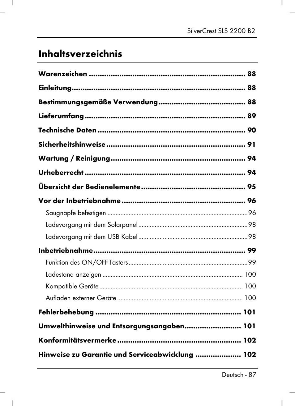 Silvercrest SLS 2200 B2 User Manual | Page 89 / 106