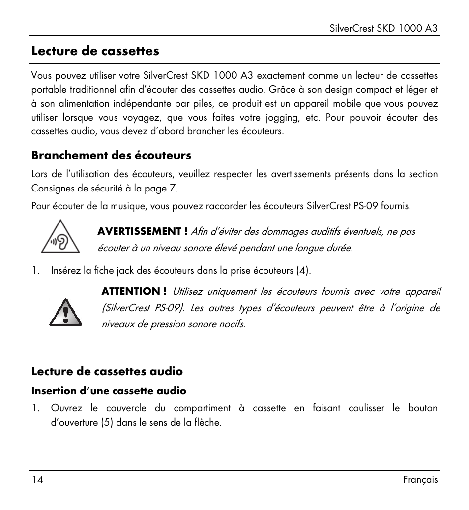Lecture de cassettes | Silvercrest SKD 1000 A3 User Manual | Page 16 / 86