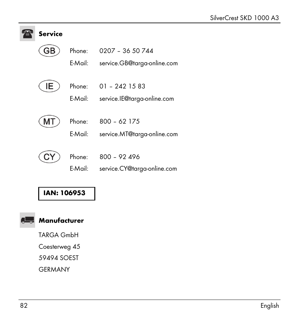 Silvercrest SKD 1000 A3 User Manual | Page 84 / 86