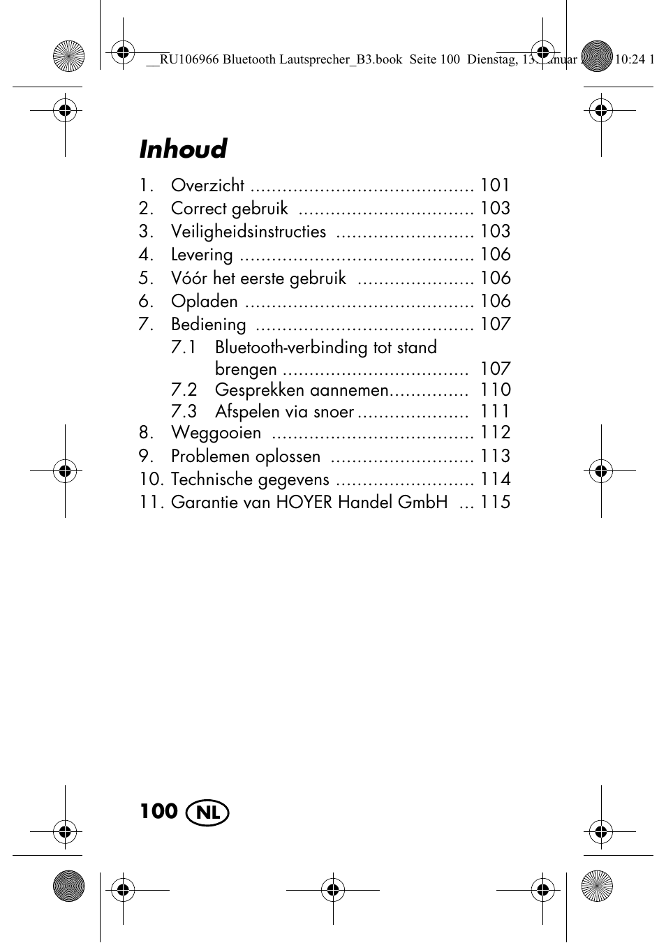 Inhoud | Silvercrest SBL 44 A1 User Manual | Page 102 / 142