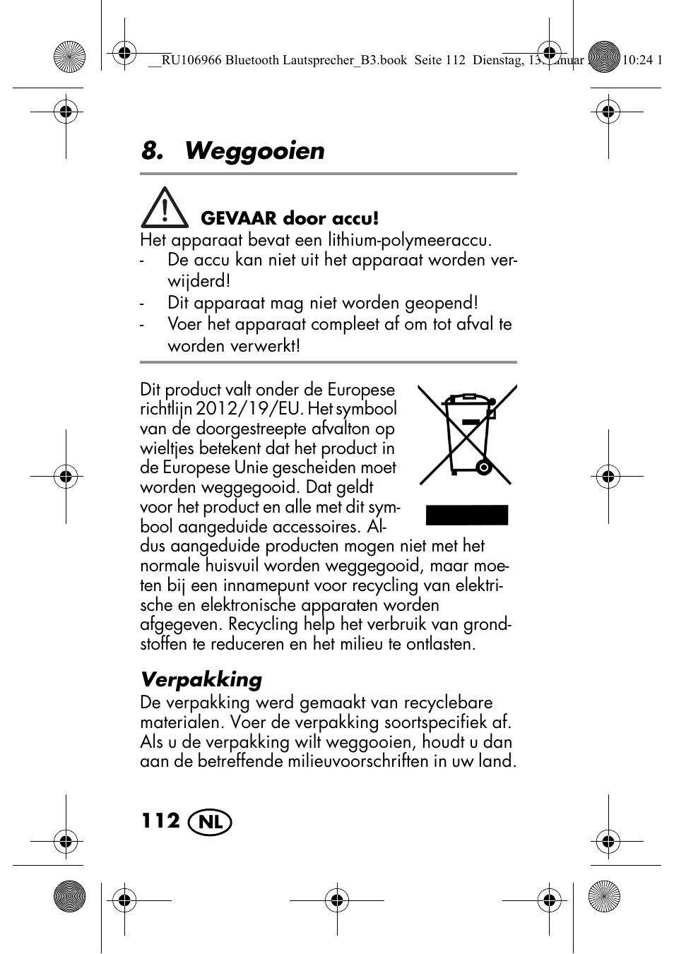 Weggooien | Silvercrest SBL 44 A1 User Manual | Page 114 / 142