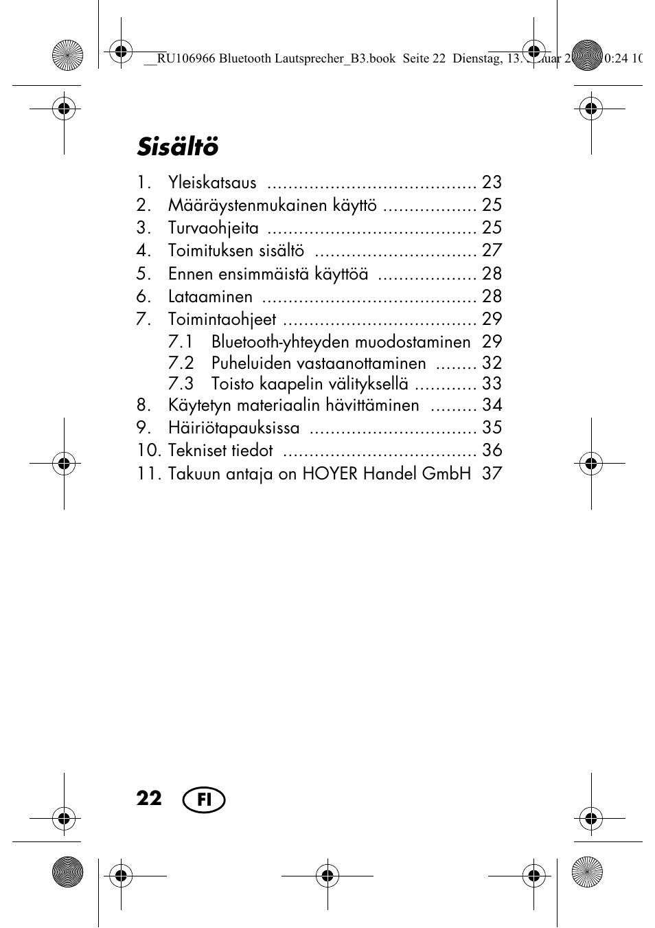 Sisältö | Silvercrest SBL 44 A1 User Manual | Page 24 / 142