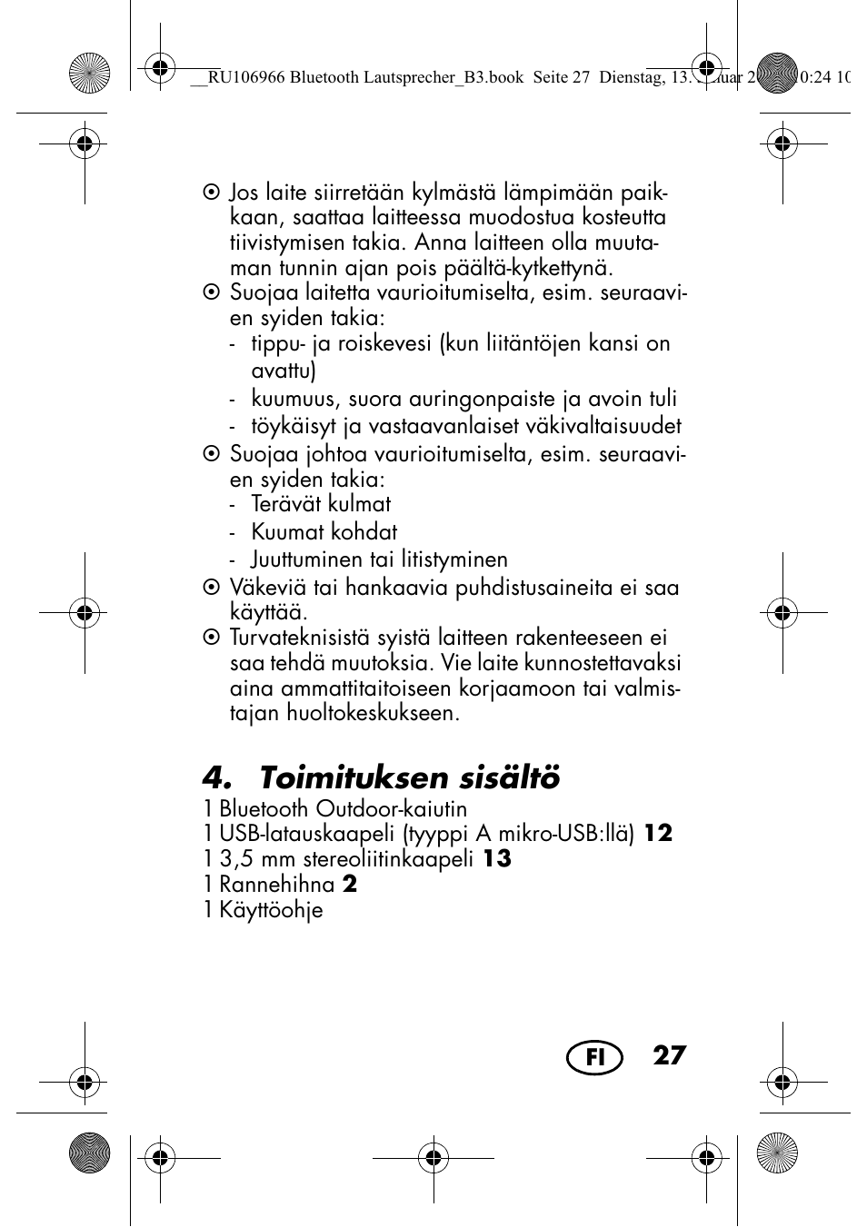 Toimituksen sisältö | Silvercrest SBL 44 A1 User Manual | Page 29 / 142