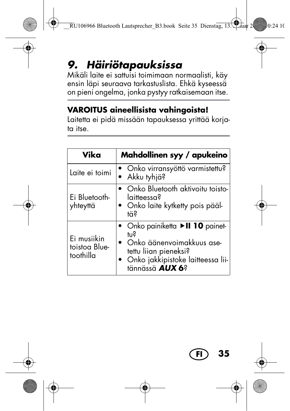 Häiriötapauksissa | Silvercrest SBL 44 A1 User Manual | Page 37 / 142