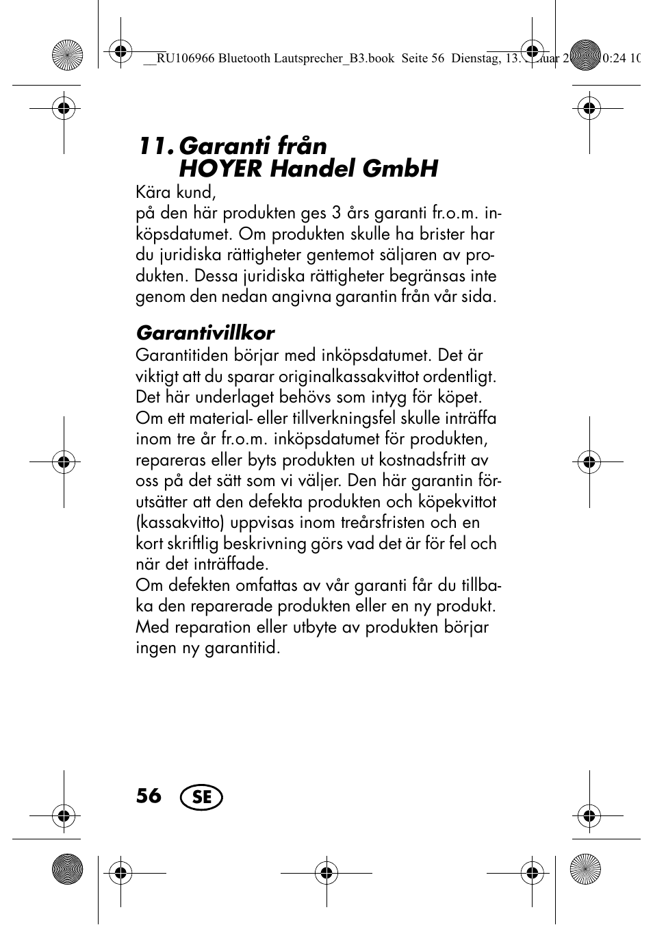 Garanti från hoyer handel gmbh | Silvercrest SBL 44 A1 User Manual | Page 58 / 142