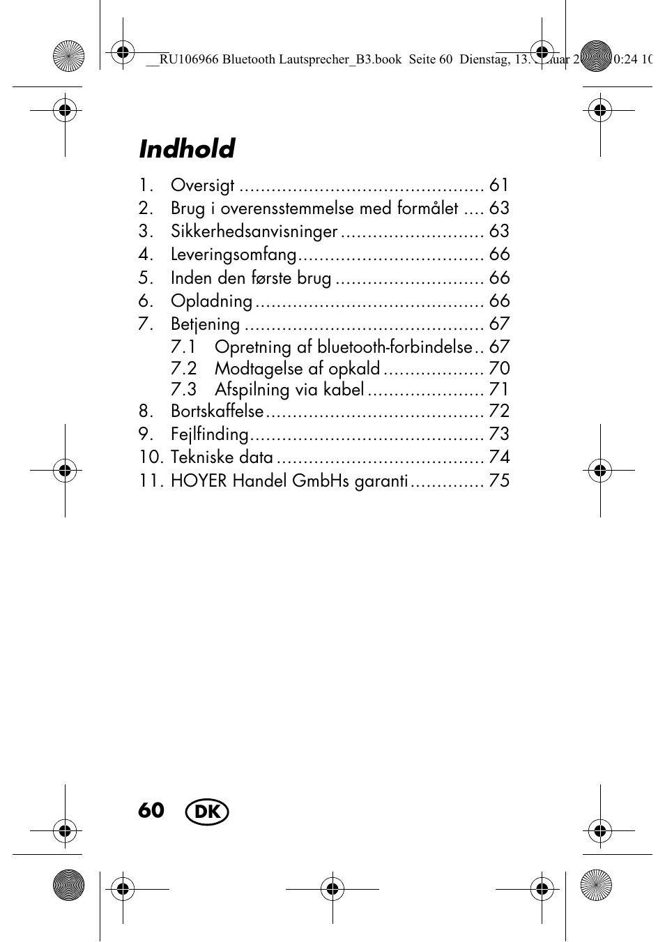 Indhold | Silvercrest SBL 44 A1 User Manual | Page 62 / 142