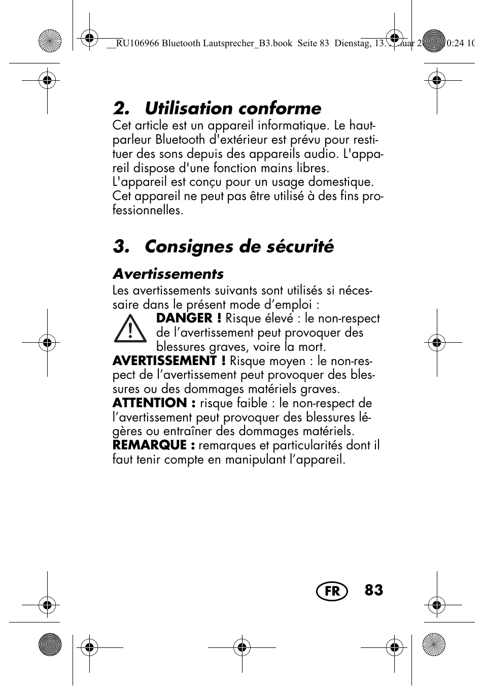 Utilisation conforme, Consignes de sécurité | Silvercrest SBL 44 A1 User Manual | Page 85 / 142