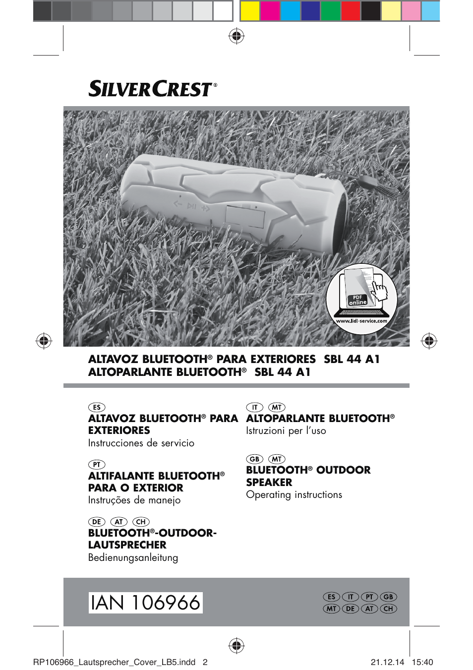 Silvercrest SBL 44 A1 User Manual | 106 pages