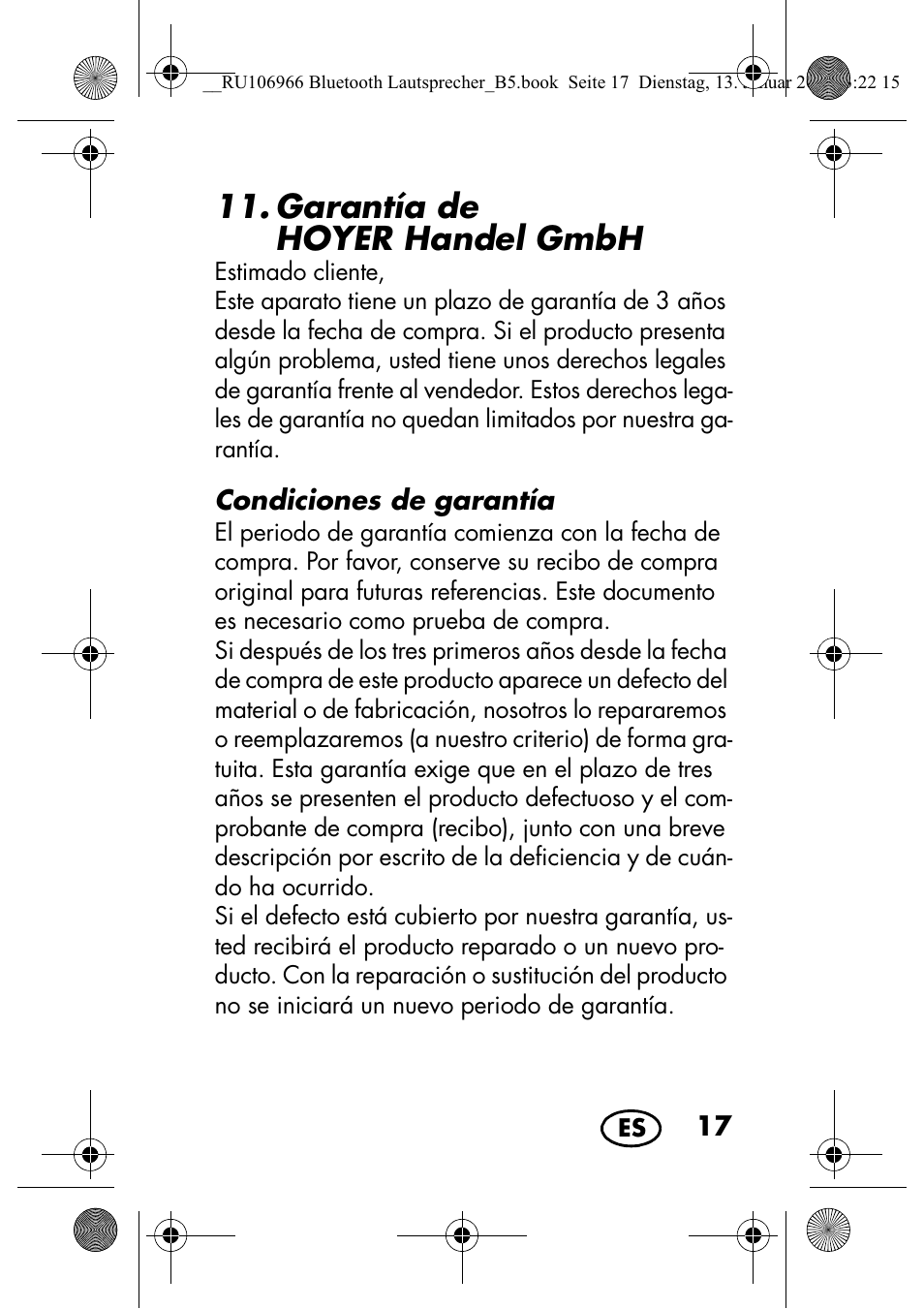 Garantía de hoyer handel gmbh | Silvercrest SBL 44 A1 User Manual | Page 19 / 106