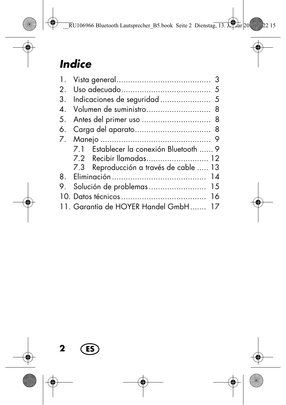 Indice | Silvercrest SBL 44 A1 User Manual | Page 4 / 106