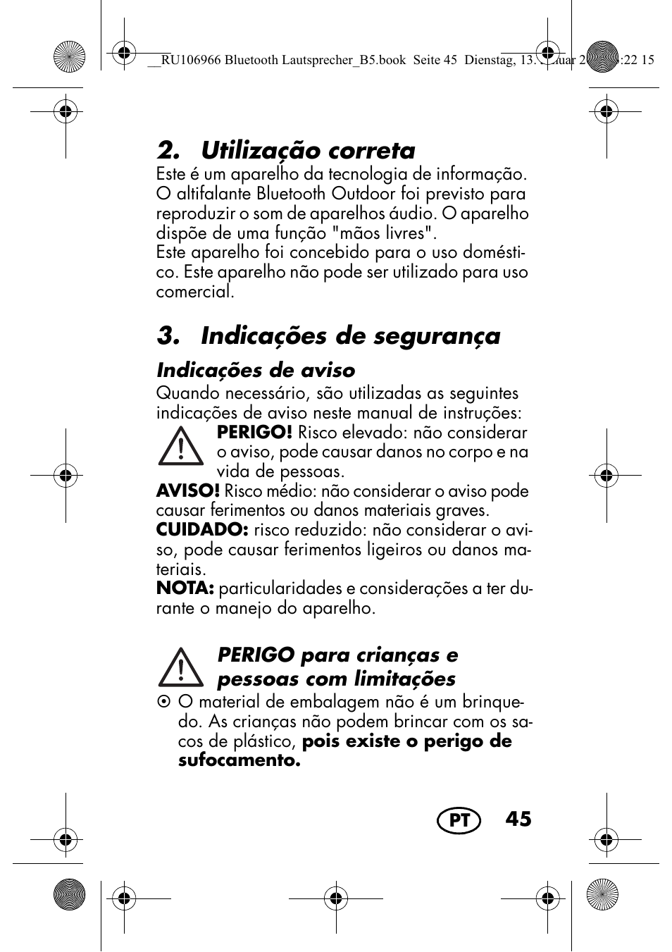 Utilização correta, Indicações de segurança | Silvercrest SBL 44 A1 User Manual | Page 47 / 106