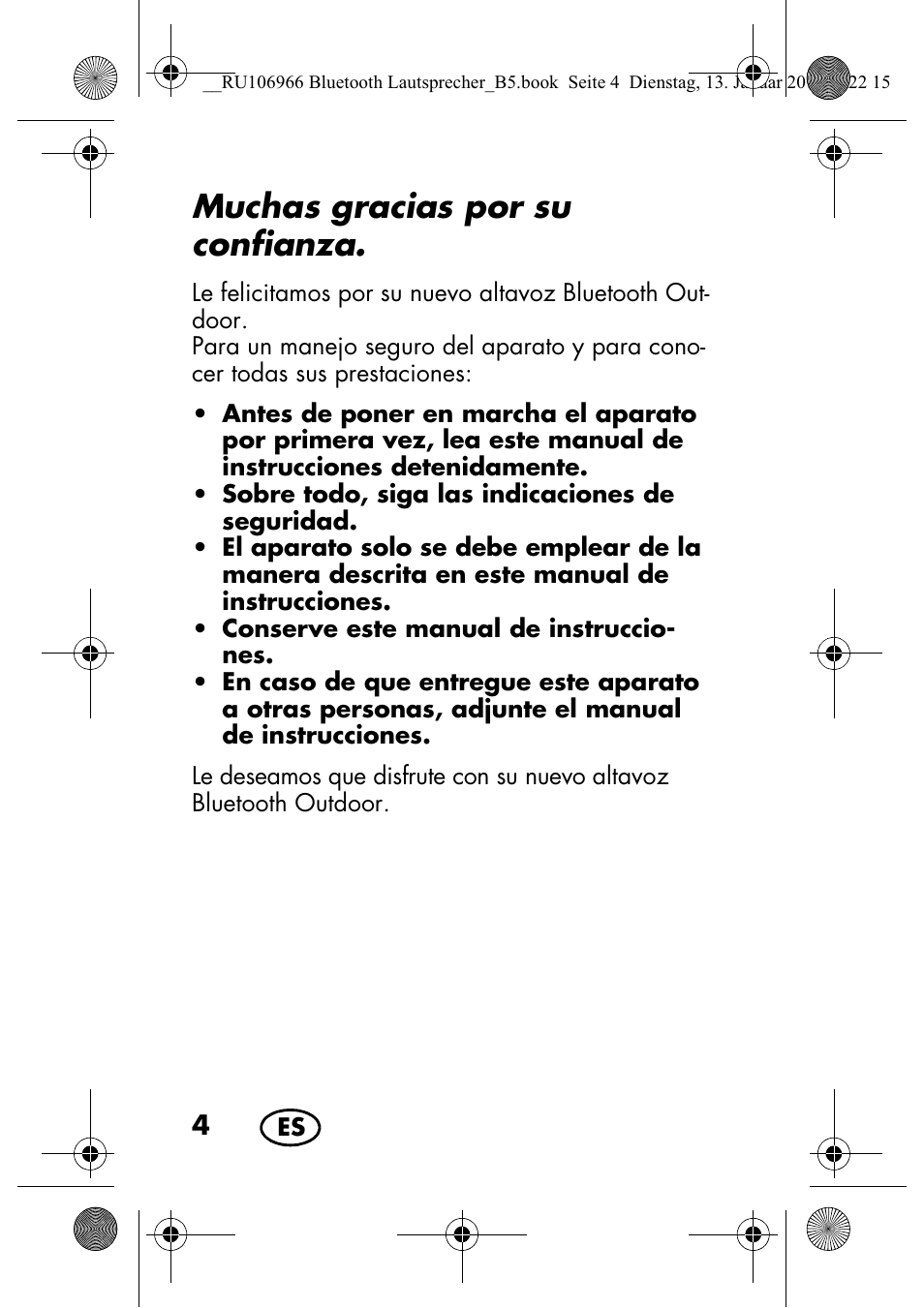 Muchas gracias por su confianza | Silvercrest SBL 44 A1 User Manual | Page 6 / 106