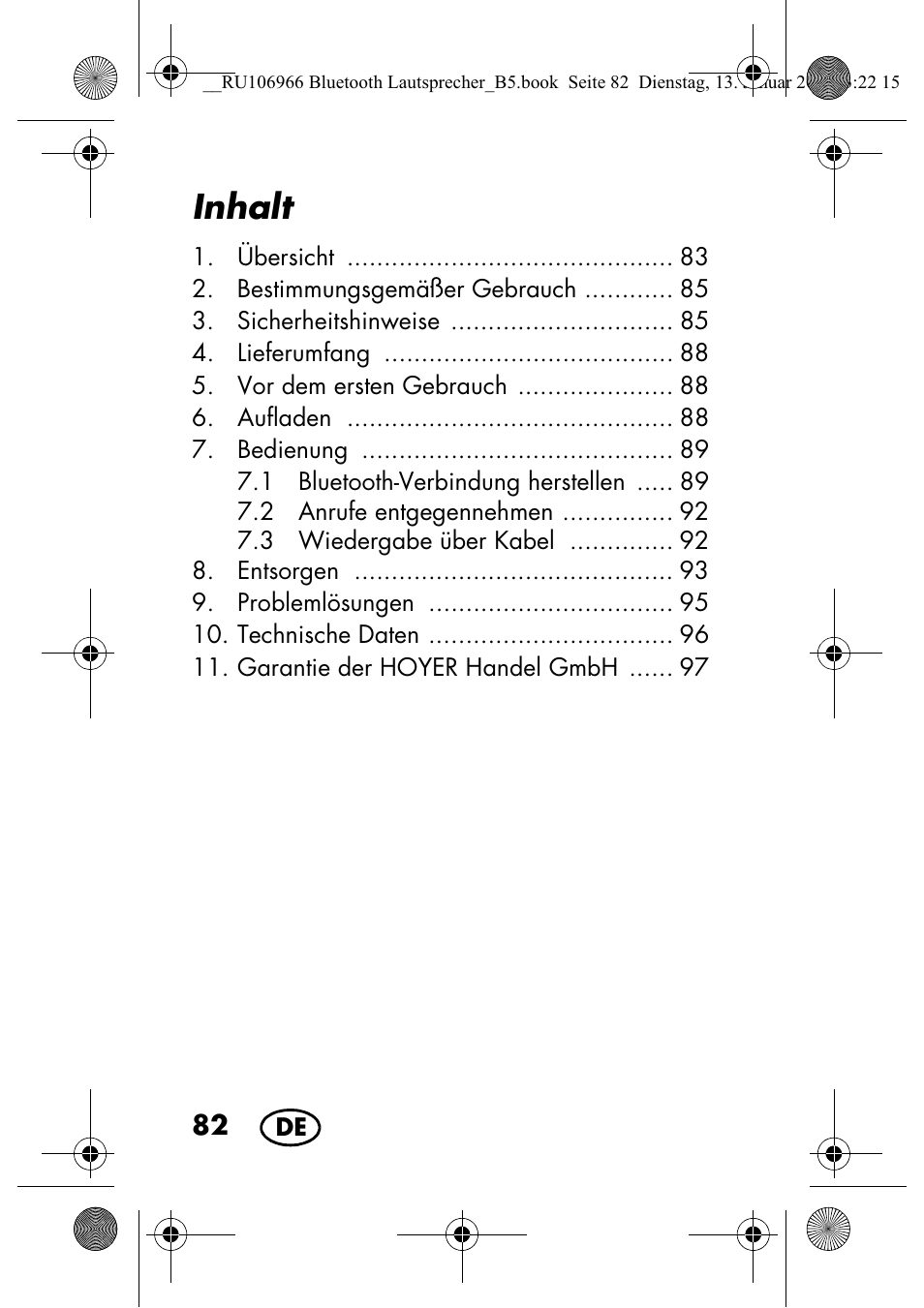 Inhalt | Silvercrest SBL 44 A1 User Manual | Page 84 / 106