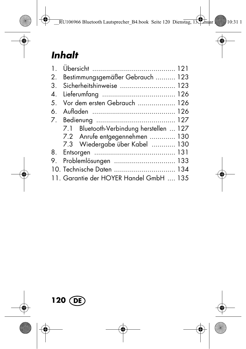 Inhalt | Silvercrest SBL 44 A1 User Manual | Page 122 / 142