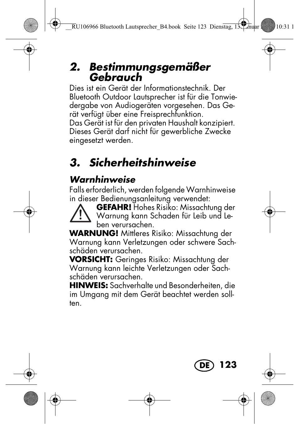 Bestimmungsgemäßer gebrauch, Sicherheitshinweise | Silvercrest SBL 44 A1 User Manual | Page 125 / 142