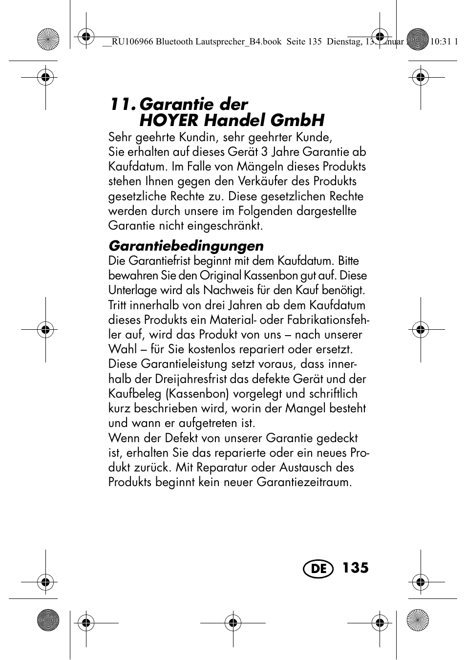 Garantie der hoyerhandel gmbh | Silvercrest SBL 44 A1 User Manual | Page 137 / 142