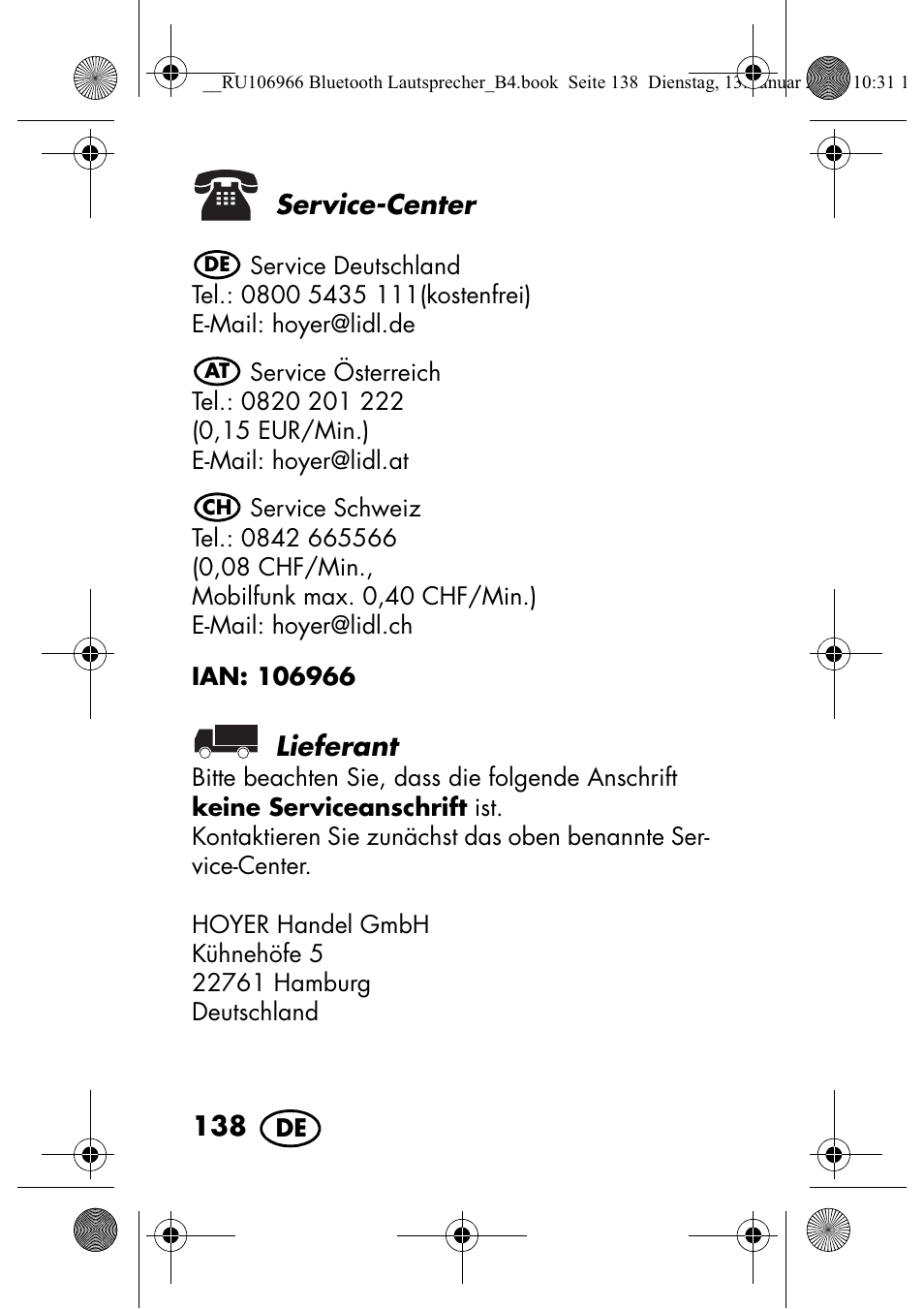 Service-center, Lieferant | Silvercrest SBL 44 A1 User Manual | Page 140 / 142
