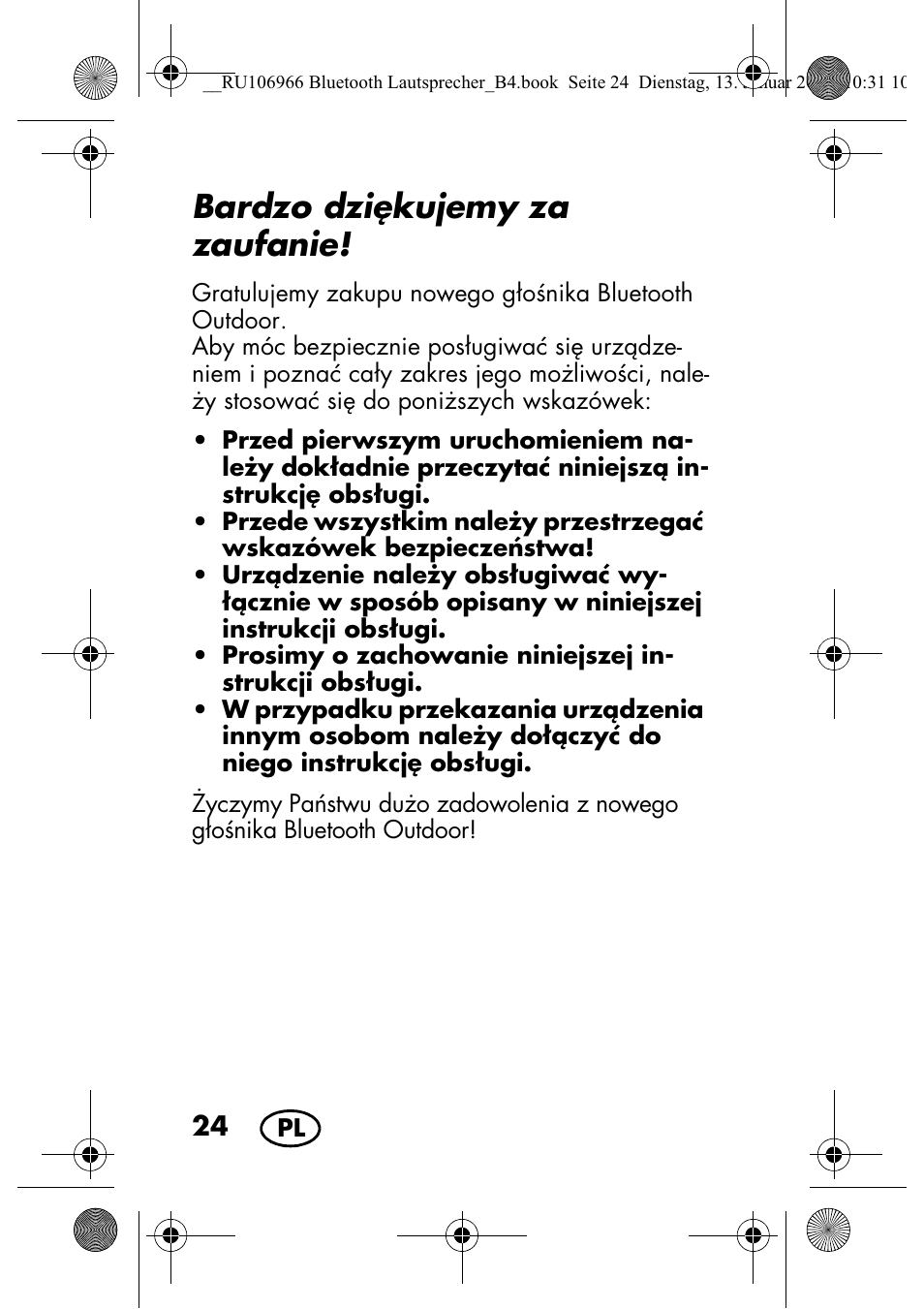 Bardzo dzikujemy za zaufanie | Silvercrest SBL 44 A1 User Manual | Page 26 / 142