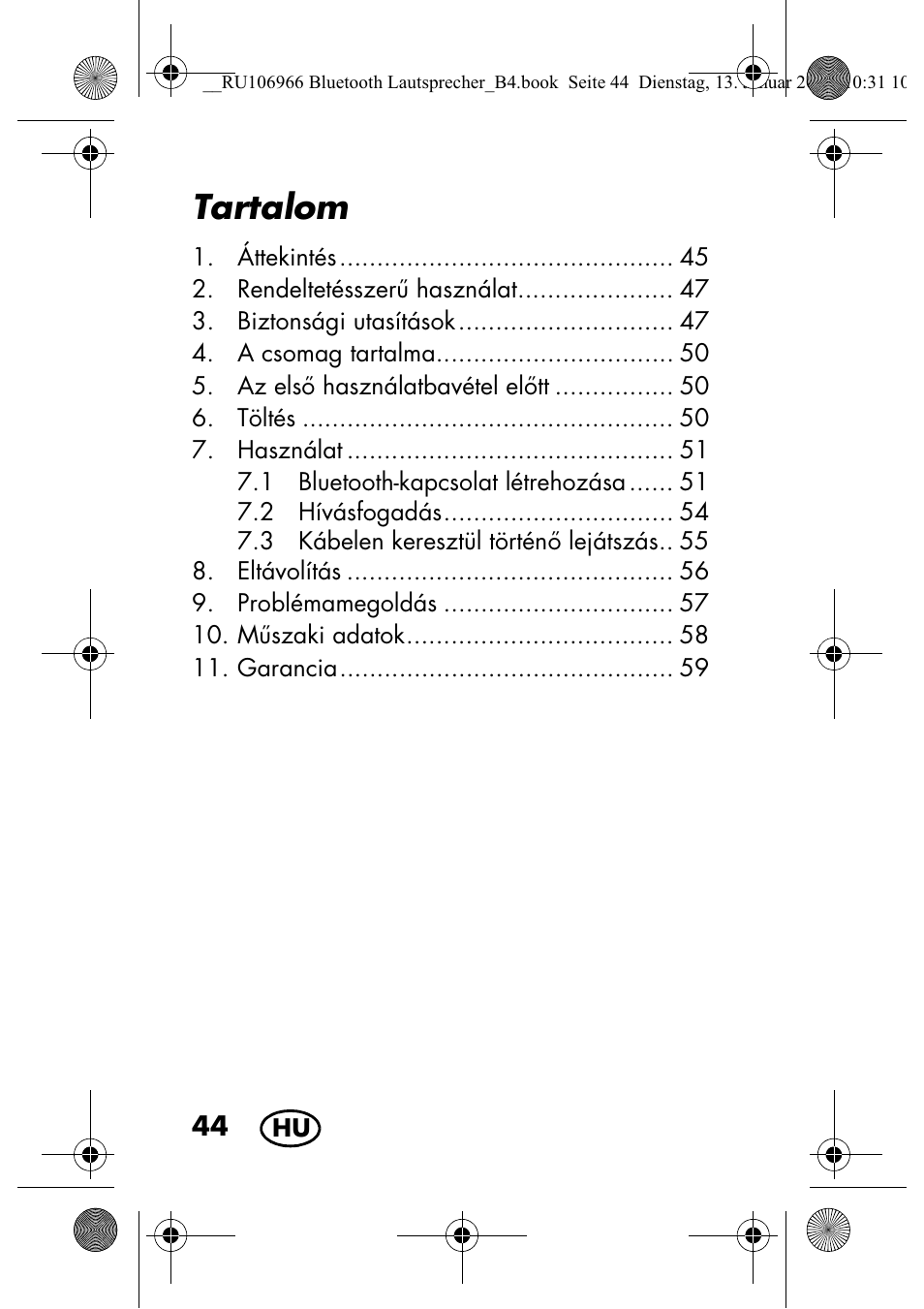 Tartalom | Silvercrest SBL 44 A1 User Manual | Page 46 / 142