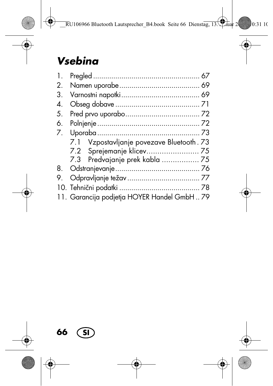 Vsebina | Silvercrest SBL 44 A1 User Manual | Page 68 / 142