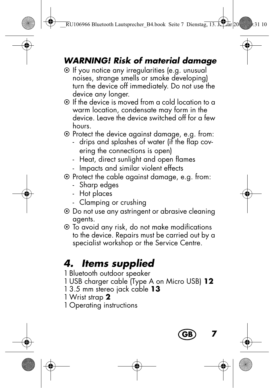 Items supplied | Silvercrest SBL 44 A1 User Manual | Page 9 / 142